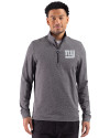 New York Giants Mono Cutter & Buck Adapt Recycled Soft Knit Stripe Mens Quarter Zip Pullover Black Heather Front Thumbnail Image