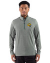 Green Bay Packers NFL Helmet Cutter & Buck Adapt Recycled Soft Knit Stripe Mens Quarter Zip Pullover Hunter Heather Front Thumbnail Image