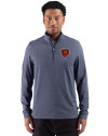 Chicago Bears Historic Cutter & Buck Adapt Recycled Soft Knit Stripe Mens Quarter Zip Pullover Navy Blue Heather Front Thumbnail Image