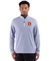 Denver Broncos Historic Cutter & Buck Adapt Recycled Soft Knit Stripe Mens Quarter Zip Pullover  Tour Blue Heather/White Front Thumbnail Image