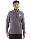 Pittsburgh Steelers Mono Cutter & Buck Adapt Recycled Soft Knit Stripe Mens Quarter Zip Pullover Black Heather Front Thumbnail Image