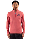 Buffalo Bills Americana Cutter & Buck Adapt Recycled Soft Knit Stripe Mens Quarter Zip Pullover Cardinal Red Heather Front Thumbnail Image