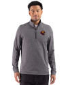 Washington Commanders NFL Helmet Cutter & Buck Adapt Recycled Soft Knit Stripe Mens Quarter Zip Pullover Black Heather Front Thumbnail Image