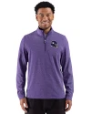 Minnesota Vikings NFL Helmet Cutter & Buck Adapt Recycled Soft Knit Stripe Mens Quarter Zip Pullover College Purple Heather Front Thumbnail Image