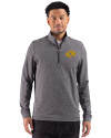 Los Angeles Rams- Cutter & Buck Adapt Recycled Soft Knit Stripe Mens Big & Tall Quarter Zip Pullover Black Heather Front Thumbnail Image