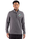 Miami Dolphins Cutter & Buck Adapt Recycled Soft Knit Stripe Mens Big & Tall Quarter Zip Pullover Black Heather Front Thumbnail Image