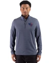 Jacksonville Jaguars Americana Cutter & Buck Adapt Recycled Soft Knit Stripe Mens Big & Tall Quarter Zip Pullover Navy Blue Heather Front Thumbnail Image