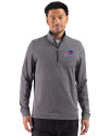 Buffalo Bills Cutter & Buck Adapt Recycled Soft Knit Stripe Mens Big & Tall Quarter Zip Pullover Black Heather Front Thumbnail Image