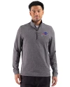Buffalo Bills Cutter & Buck Adapt Recycled Soft Knit Stripe Mens Big & Tall Quarter Zip Pullover Black Heather Front Thumbnail Image