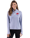 Buffalo Bills Historic Cutter & Buck Adapt Recycled Soft Knit Stripe Womens Quarter Zip Pullover Tour Blue Heather/White Front Thumbnail Image