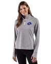 Los Angeles Rams- Cutter & Buck Adapt Recycled Soft Knit Stripe Womens Quarter Zip Pullover Black Heather/White Front Thumbnail Image