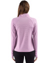 Los Angeles Rams Monochromatic - Cutter & Buck Adapt Recycled Soft Knit Stripe Womens Quarter Zip Pullover Gelato Heather/White Back Thumbnail Image