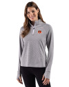 Cincinnati Bengals Cutter & Buck Adapt Recycled Soft Knit Stripe Womens Quarter Zip Pullover Black Heather/White Front Thumbnail Image
