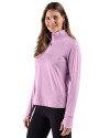 Chicago Bears Monochromatic Cutter & Buck Adapt Recycled Soft Knit Stripe Womens Quarter Zip Pullover Gelato Heather/White Side Thumbnail Image