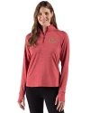 San Francisco 49ers Rivalries Cutter & Buck Adapt Recycled Soft Knit Stripe Womens Quarter Zip Pullover Cardinal Red Heather Front Thumbnail Image