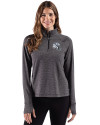 Indianapolis Colts NFL Helmet Cutter & Buck Adapt Recycled Soft Knit Stripe Womens Quarter Zip Pullover Black Heather Front Thumbnail Image