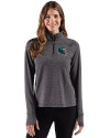 Philadelphia Eagles NFL Helmet Cutter & Buck Adapt Recycled Soft Knit Stripe Womens Quarter Zip Pullover Black Heather Front Thumbnail Image