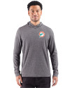 Miami Dolphins Historic Cutter & Buck Adapt Recycled Soft Knit Stripe Mens Hooded Pullover Black Heather Front Thumbnail Image