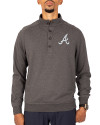 View image 1: Atlanta Braves Cutter & Buck Saturday Cotton Blend Mens Big and Tall  Mock Pullover Sweatshirt Charcoal Heather Front