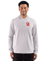 Tampa Bay Buccaneers Historic Cutter & Buck Adapt Recycled Soft Knit Stripe Mens Hooded Pullover Polished Heather/White Front Thumbnail Image