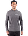 New York Jets Mono Cutter & Buck Adapt Recycled Soft Knit Stripe Mens Hooded Pullover Black Heather Front Thumbnail Image