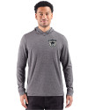 Las Vegas Raiders Historic Cutter & Buck Adapt Recycled Soft Knit Stripe Mens Hooded Pullover Black Heather Front Thumbnail Image