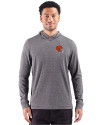 Cleveland Browns Helmet Cutter & Buck Adapt Recycled Soft Knit Stripe Mens Hooded Pullover Black Heather Front Thumbnail Image