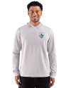View image 7: Los Angeles Chargers Historic Cutter & Buck Adapt Recycled Soft Knit Stripe Mens Hooded Pullover Polished Heather/White Front