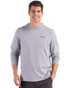 Los Angeles Chargers Cutter & Buck Adapt Recycled Soft Knit Stripe Mens Hooded Pullover Black Heather/White Front Thumbnail Image