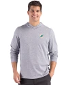 View image 4: Miami Dolphins Cutter & Buck Adapt Recycled Soft Knit Stripe Mens Hooded Pullover Black Heather/White Front