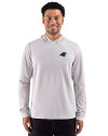 Carolina Panthers Cutter & Buck Adapt Recycled Soft Knit Stripe Mens Hooded Pullover Polished Heather/White Front Thumbnail Image