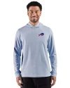 View image 10: Buffalo Bills Cutter & Buck Adapt Recycled Soft Knit Stripe Mens Hooded Pullover Tour Blue Heather/White Front