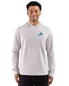 View image 7: Detroit Lions Cutter & Buck Adapt Recycled Soft Knit Stripe Mens Hooded Pullover Polished Heather/White Front