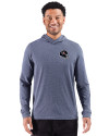 Houston Texans NFL Helmet Cutter & Buck Adapt Recycled Soft Knit Stripe Mens Hooded Pullover Navy Blue Heather Front Thumbnail Image
