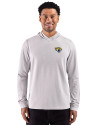 Jacksonville Jaguars Cutter & Buck Adapt Recycled Soft Knit Stripe Mens Big & Tall Hooded Pullover Polished Heather/White Front Thumbnail Image