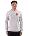 Denver Broncos Historic Cutter & Buck Adapt Recycled Soft Knit Stripe Mens Big & Tall Hooded Pullover Polished Heather/White Front Thumbnail Image