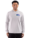 View image 4: Seattle Seahawks Historic Cutter & Buck Adapt Recycled Soft Knit Stripe Mens Big & Tall Hooded Pullover Polished Heather/White Front