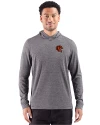 Cincinnati Bengals NFL Helmet Cutter & Buck Adapt Recycled Soft Knit Stripe Mens Big & Tall Hooded Pullover Black Heather Front Thumbnail Image