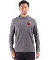 Cincinnati Bengals Cutter & Buck Adapt Recycled Soft Knit Stripe Mens Big & Tall Hooded Pullover Black Heather Front Thumbnail Image