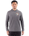 Miami Dolphins Historic Cutter & Buck Adapt Recycled Soft Knit Stripe Mens Big & Tall Hooded Pullover Black Heather Front Thumbnail Image