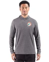 Miami Dolphins Historic Cutter & Buck Adapt Recycled Soft Knit Stripe Mens Big & Tall Hooded Pullover Black Heather Front Thumbnail Image