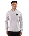 View image 10: Tennessee Titans Monochromatic Cutter & Buck Adapt Recycled Soft Knit Stripe Mens Big & Tall Hooded Pullover Polished Heather/White Front