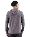Pittsburgh Steelers NFL Helmet Cutter & Buck Adapt Recycled Soft Knit Stripe Mens Big & Tall Hooded Pullover Black Heather Back Thumbnail Image