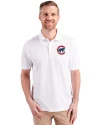 Chicago Cubs Cutter & Buck Advantage Eco Tri-Blend Pique Mens Big and Tall Polo White Front Thumbnail Image