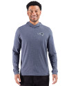 New England Patriots Mono Cutter & Buck Adapt Recycled Soft Knit Stripe Mens Big & Tall Hooded Pullover Navy Blue Heather Front Thumbnail Image