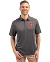 Texas Tech Red Raiders College Vault Cutter & Buck Forge Recycled Four-Way Stretch Mens Big & Tall Polo Dark Black Heather Front Thumbnail Image