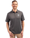 Northwestern Wildcats- Cutter & Buck Forge Recycled Four-Way Stretch Mens Big & Tall Polo Dark Black Heather Front Thumbnail Image
