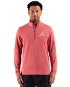 Atlanta Braves Cutter & Buck Adapt Recycled Soft Knit Stripe Mens Quarter Zip Pullover Cardinal Red Heather Front Thumbnail Image