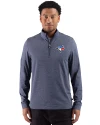 Toronto Blue Jays Cutter & Buck Adapt Recycled Soft Knit Stripe Mens Quarter Zip Pullover Navy Blue Heather Front Thumbnail Image