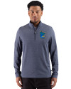 Minnesota Twins City Connect Cutter & Buck Adapt Recycled Soft Knit Stripe Mens Quarter Zip Pullover Navy Blue Heather Front Thumbnail Image